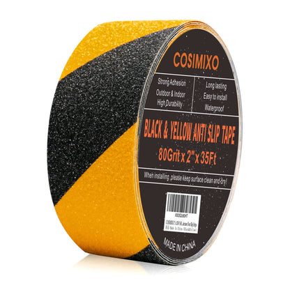 COSIMIXO 4" x 35Ft Black&Yellow Heavy Duty Anti Slip Tape for Stairs Outdoor/Indoor Waterproof Grip Tape Safety Non Skid Roll for Stair Steps Traction Tread Staircases Anti-Slip Strips…