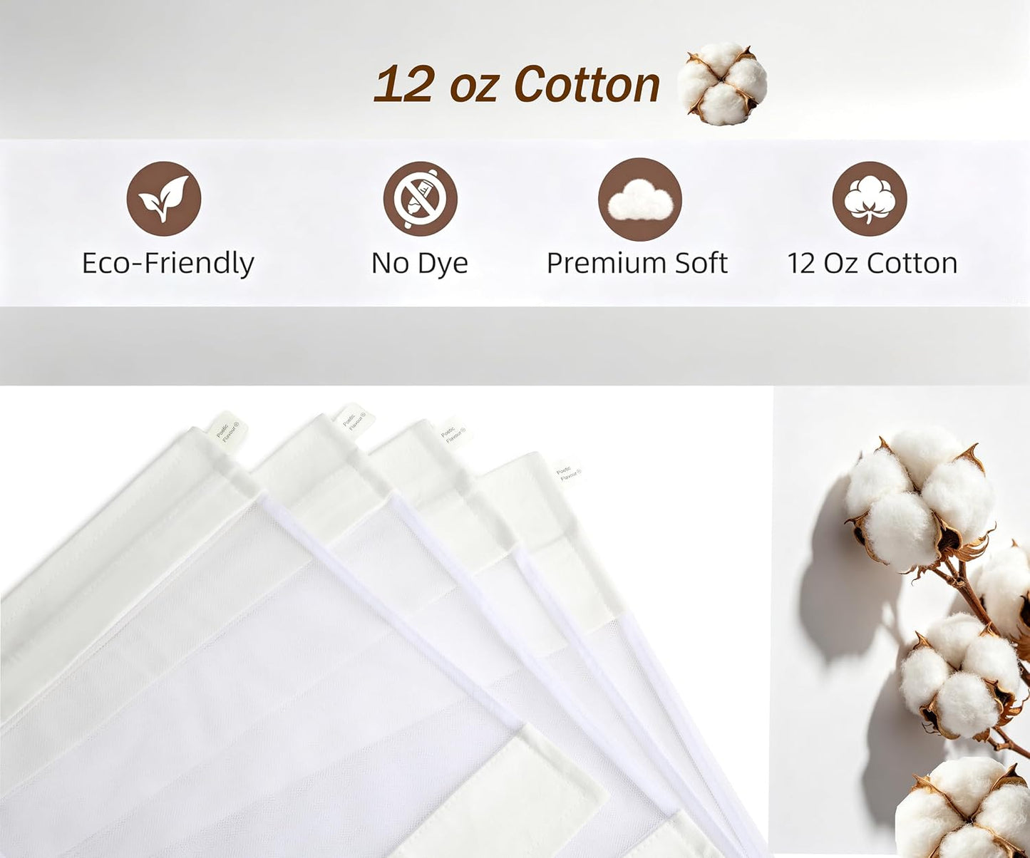 Cotton Mesh Laundry Bags, Set of 4, Dye-Free Natural Delicate Wash Bags with Hidden Zipper, Machine Washable for Bras, Lingerie & Sensitive Fabrics, Available in XXL/XL/L/M