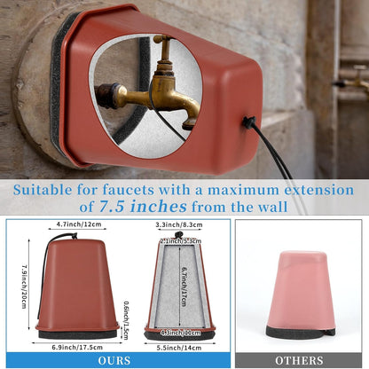 1 Pack 2026 Upgrade Extra Large Outdoor Faucet Cover for Winter Freeze Protection 8.5x7x5.5in Thick Plastic Foam Hose Bib Spigot Cover Winter Insulated with Reflective Strips (Red)