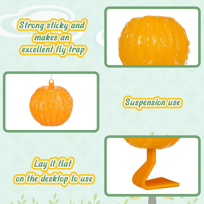 Qualirey 10 Set Sticky Fruit Fly Trap Balls Yellow Adhesive Fungus Gnat Sticky Balls for Plants Fly Catching Sticky Balls Indoor Outdoor Garden Kitchen Fly Gnat Flying Insects Trap Ball Traps