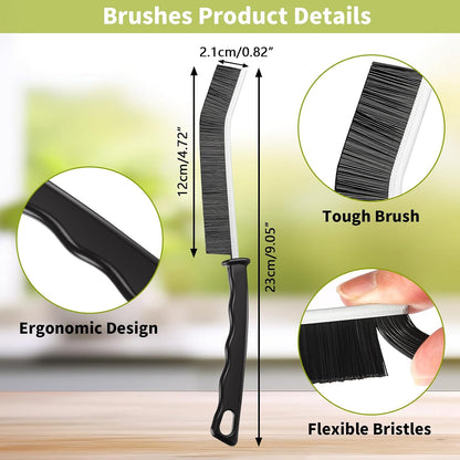 Tedmax 12PCS Grout Brush Set, Hard Bristle Crevice & Baseboard Tool | Crevice cleaning tool designed to reach tight spaces between tiles, sinks, cabinets and baseboards with ease.