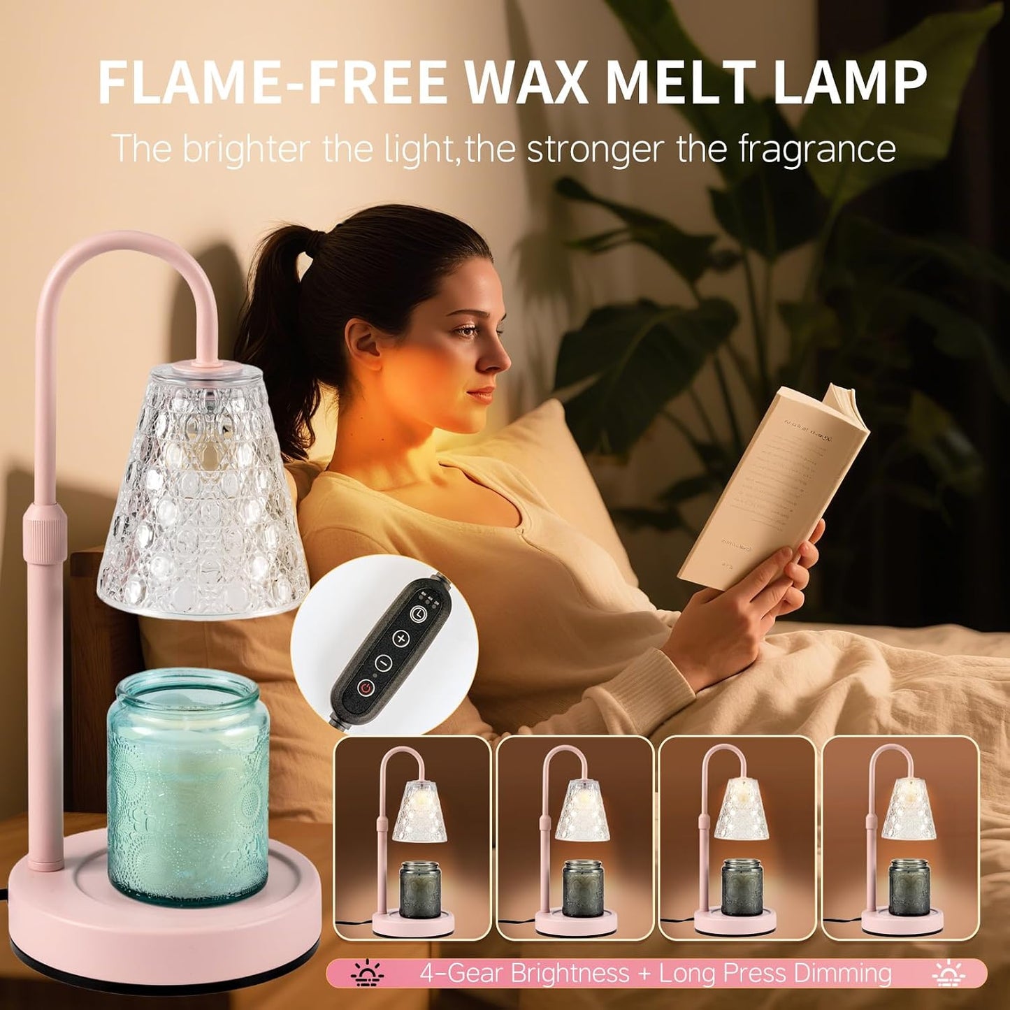 Candle Warmer Lamp with Timer Dimmable, Birthday Gifts for Women Mom, House Warming Gifts New Home Decor, Wax Melt Warmer for Jar Candles with 2 Bulbs, Black