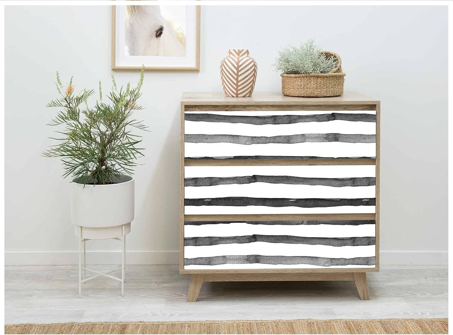 HAOKHOME Blue Wallpaper Peel and Stick Wall Paper Striped Coastal Boho Removable Indigo Blue/White Vinyl Self Adhesive for Bathroom Decor 17.7in x 32.8ft