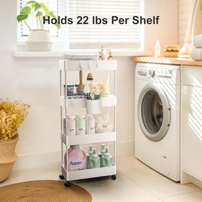 Pipishell Slim Storage Cart with Wheels - Bathroom Cart Organizer Storage, 4 Tier Rolling Carts for Bathroom, Laundry Room, Kitchen, Narrow Space, Black PIUC05