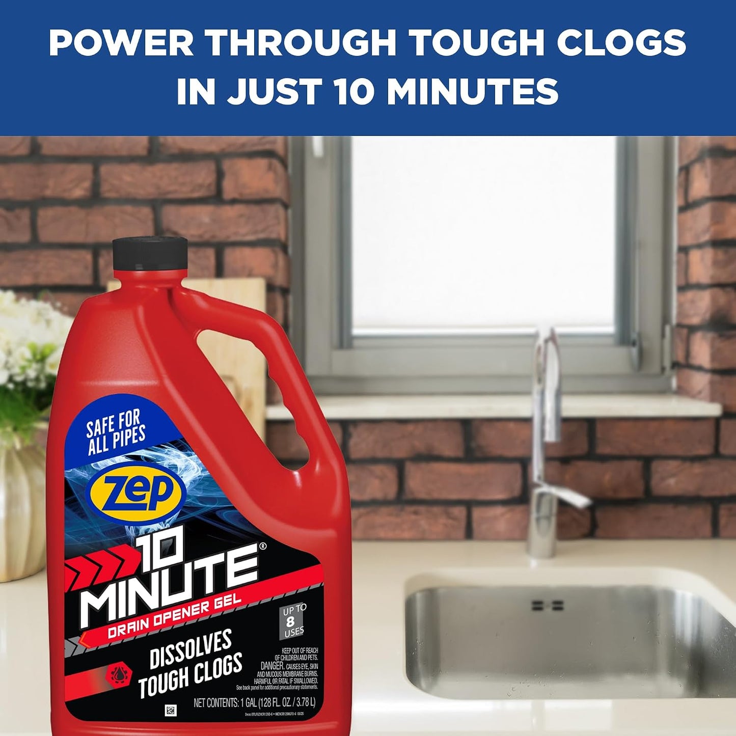 Zep 10 Minute Drain Opener Gel 64 Ounce - ZHCR64NG - Commercial Strength, Fast Acting and Safe for All Pipes