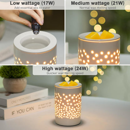 Bobolyn Wax Melt Warmer with Timer Ceramic Electric Candle Warmer Lamp with Timer and Dimmer for Scented Melts Wax Burner Fragrance Wax Melter for Home Office Bedroom Decor Gift for Mom Women