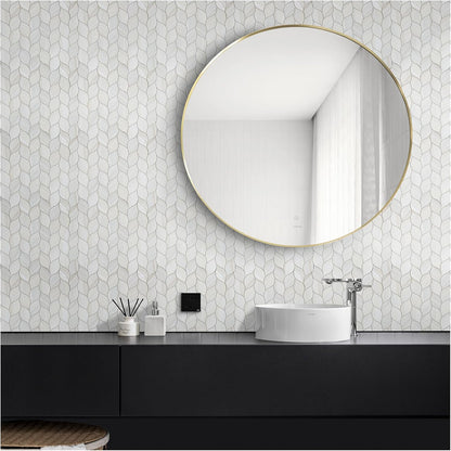 Tilingview 10-Sheet Peel and Stick Backsplash Tile for Kitchen, Self-Adhesive Mosaic Glossy Leaf Stick on Wall Tile with Gaps (Leaf Beige)