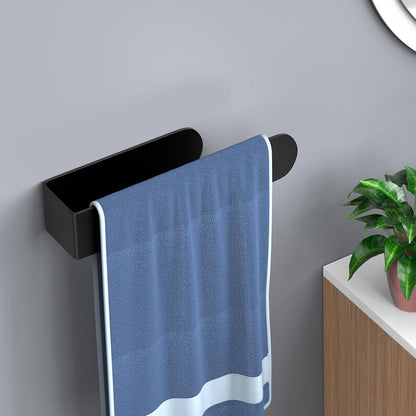 HUFEEOH 2 Pack Adhesive Hand Towel Holder, Kitchen Towel Rack Towel Bars Wall Mounted, Stainless Steel Bath Towel Hanger for Bathroom Hotel Kitchen (White, 8 Inch(2PC))