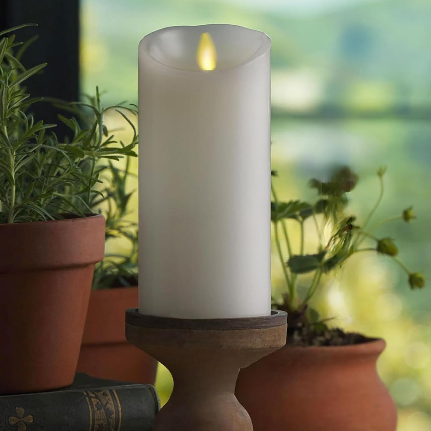 Luminara Flameless LED Battery Operated Ivory Pillar Candle, Flickering Realistic Moving Flame, 3" x 4.5" Luminous Real Wax Indoor Home Decor Pack of 1