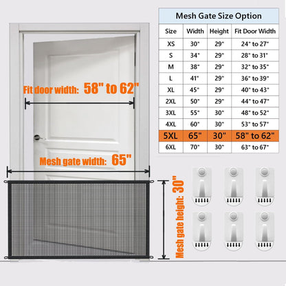 Cupount Dog Screen Mesh Gate for Stairs Pet Gates for The House: for Doorways Stairways Indoor 29 inches Tall, 38 inch Wide, Fits 32-35 inch Openings