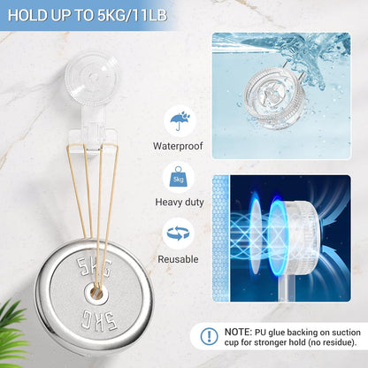 LUXEAR Suction Hooks, 2 Pack Razor Hooks Removable & Reusable Suction Shower Hook Damage-Free Powerful Suction Hanger for Towel Bathrobe Loofah Bathroom Kitchen Storage Hooks Weather Hanger Hook