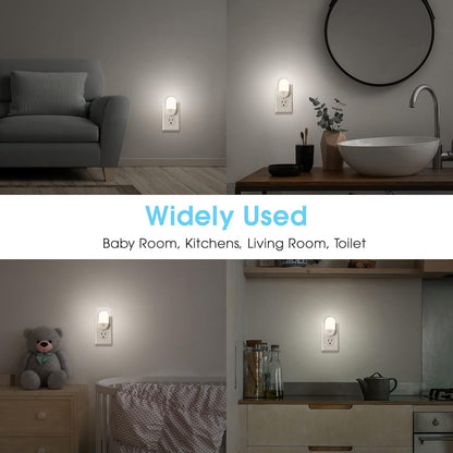 L LOHAS LED Night Lights Plug into Wall, [2 Pack] LED Dimmable Night Light with Light Sensors, 30/60LM Adjustable Brightness Nightlights, Soft White 3000K Automatic Night Light for Kid, Hallway