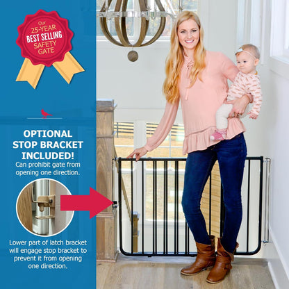 Cardinal Gates SS30 Stairway Special Baby Gate for Top of Stairs - Adjustable Indoor Dog Gate - Aluminum Metal Safety Gate for Kids & Pets - 27 to 42.5 Inches Wide - White