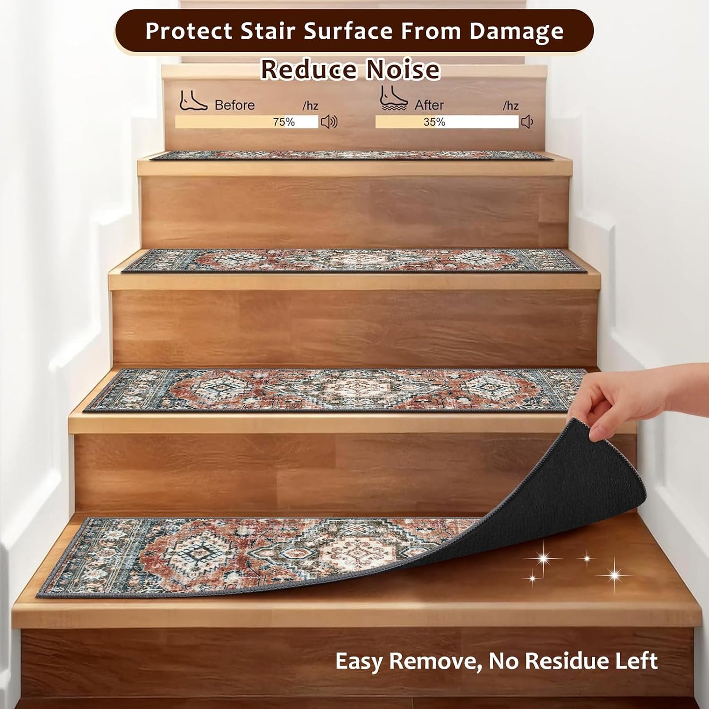 OJIA Stair Treads Non Slip for Wooden Steps Indoor 15PCS Carpet Stair Treads, Rubber Backing Stair Carpet Treads, Residue Free 8"x30" Staircase Step Treads Edging Stair Rugs for Kids & Pets, Gray