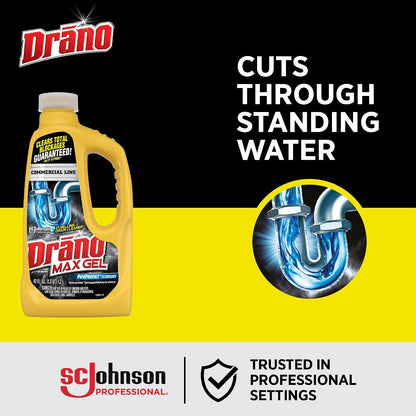 SC Johnson Professional Drano Max Gel To Drain Clog Removing, 128 Fl Oz (Pack of 4)