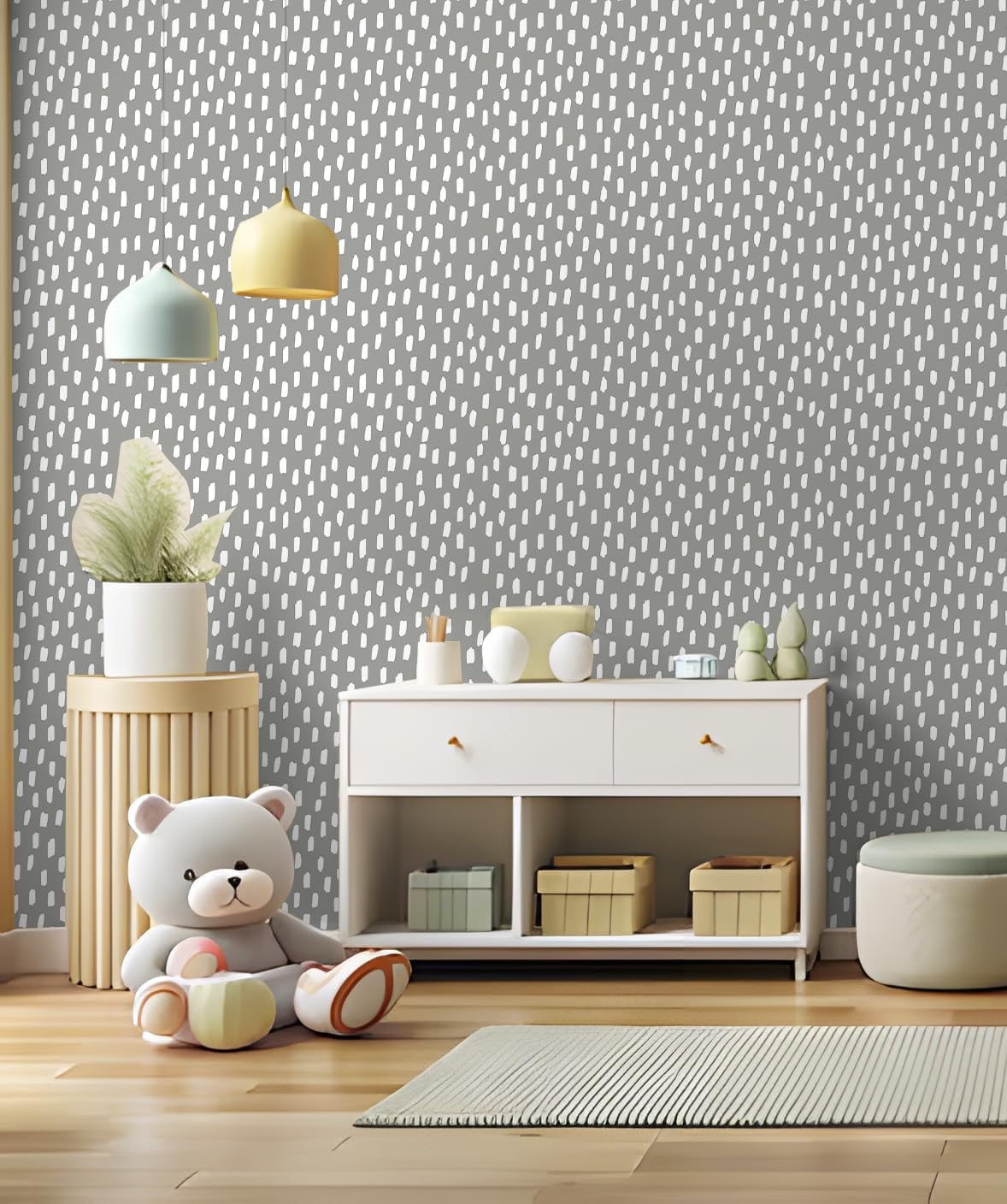 HAOKHOME Peel and Stick Wallpaper Boho Modern Dots Wall Paper Removable for Bathroom Caramel/White Contact Paper 17.3in x 9.8ft