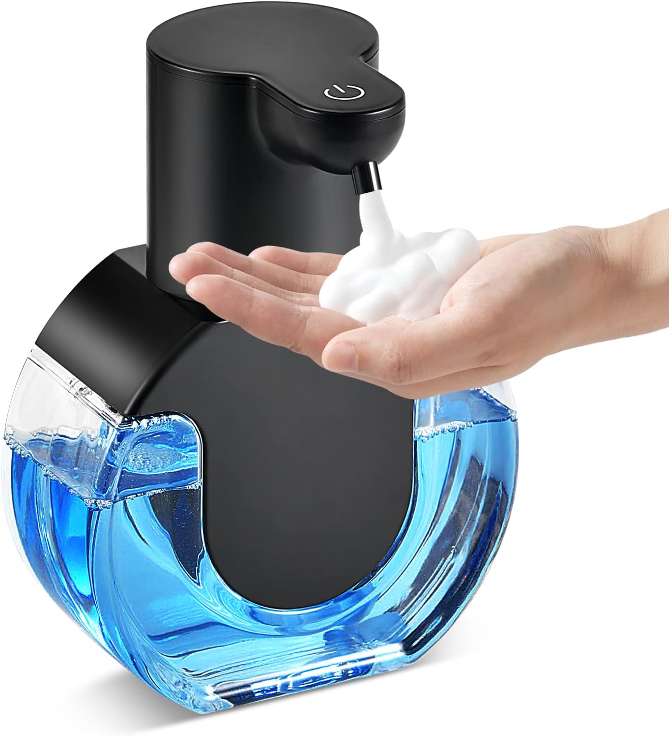 Automatic Foam Hand Soap Dispenser, Rechargeable Touchless Wall Mount Foaming Soap Dispenser, 15oz/420ml, 4 Adjustable Levels Infrared Sensor Electric Dispenser for Bathroom, Kitchen, Office - Black