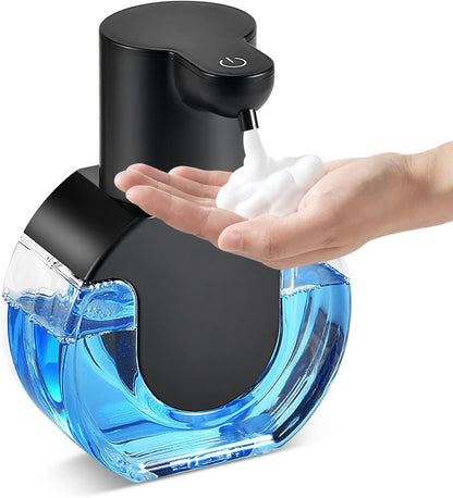 Automatic Foam Hand Soap Dispenser, Rechargeable Touchless Wall Mount Foaming Soap Dispenser, 15oz/420ml, 4 Adjustable Levels Infrared Sensor Electric Dispenser for Bathroom, Kitchen, Office - Black