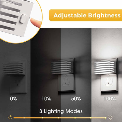 L LOHAS LED Motion Sensor Night Lights, [2 Pack] Dimmable Night Light Plug into Wall with Dusk-to-Dawn Sensor, Adjustable Brightness, 3000K Plug in Nightlight for Bedroom Bathroom Hallway (Black)