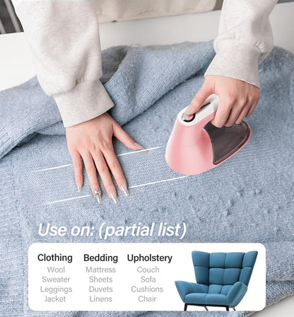 Bymore Fabric Shaver & Lint Shaver for Clothes and Furniture, Heavy Duty Sweater Shaver Lint Remover with Large 65mm Shaving Head, 6-Leaf Blades, Extra Replacement Blades for Couch, Sofa & Upholstery
