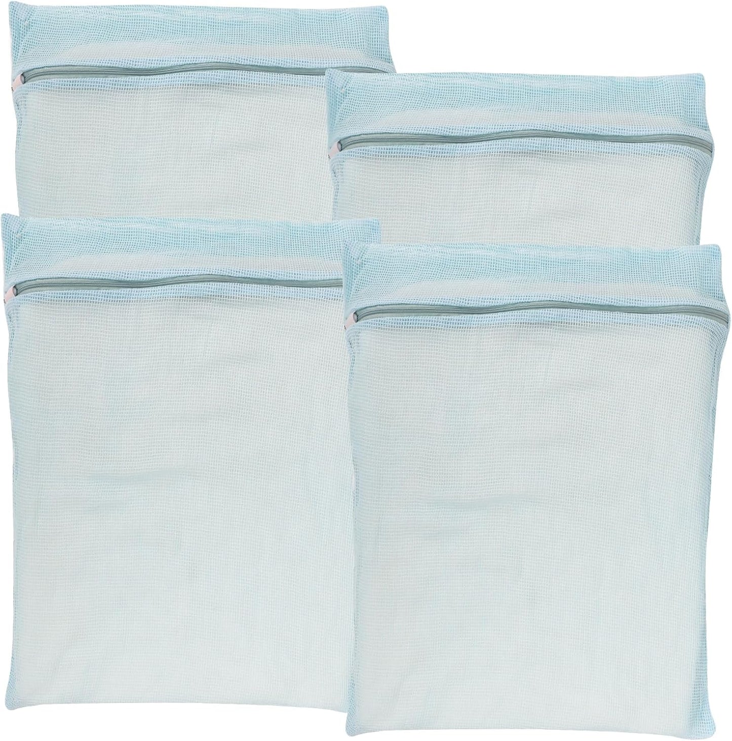 4-Piece Pink Medium Durable Organic Cotton Mesh Laundry Bags with Sturdy Zippers and Breathable Mesh are Delicate Laundry Bags for Underwear, Clothes, Pants and Socks