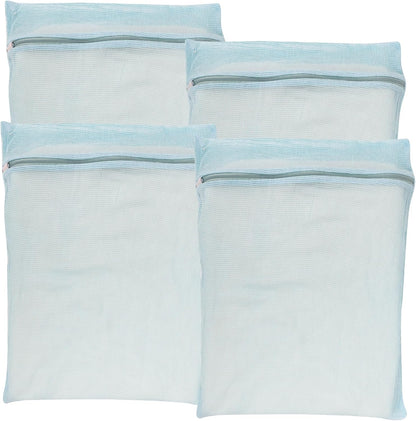 4-Piece Pink Medium Durable Organic Cotton Mesh Laundry Bags with Sturdy Zippers and Breathable Mesh are Delicate Laundry Bags for Underwear, Clothes, Pants and Socks