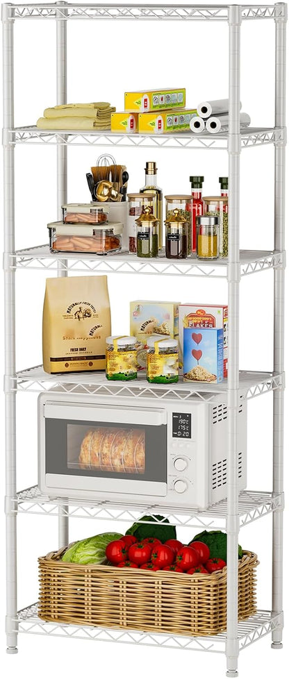 Golpart 4 Tier Adjustable Storage Shelves Metal Utility Shelf Wire Shelving Unit Organizer Rack for Home Kitchen Office Bathroom Pantry Room 12" D x 18" W x 44" H
