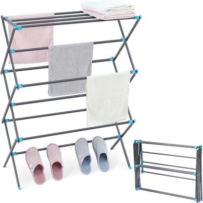 APEXCHASER Extra Large Clothes Drying Rack, Foldable & Extendable Laundry Rack with Adjustable Size (20.87"-35.43" L), Space-Saving, Rust-Resistant Frame for Indoor/Outdoor Use, White