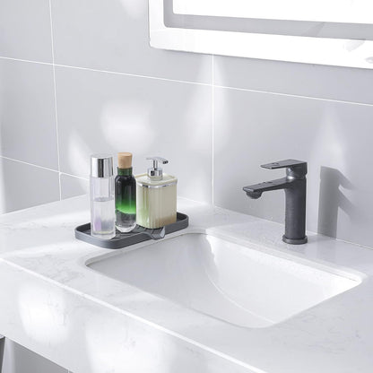 MicoYang Silicone Bathroom Soap Dishes with Drain Spout-Bathroom and Kitchen Sink Organizer,Sponge Holder,Dish Soap Tray,Perfect for Dispenser,Scrubber,Bottle,Cup on Sink or Counter-Coffee 4.9"×3.2"