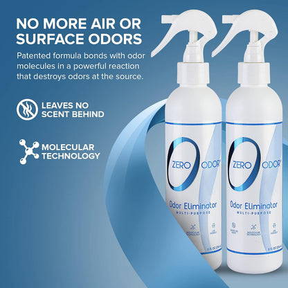 Zero Odor – Multi-Purpose Odor Eliminator - Air & Surface Odor – Patented Technology for Bathroom, Kitchen, Fabric, Closet- Smell Great Again, 16oz