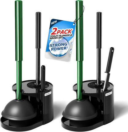 FORASTO 3 in 1 Toilet Brush and Plunger Set with Holder for Bathroom White | compact set, 3 in 1 deep cleaning, home toilet bowl crevice, brush plunger combo,Crevice Cleaning Brush
