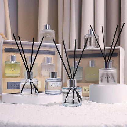 3 Pack Fragrance Reed Diffuser, 50ML Lavender Jasmine Lemongrass Aromatherapy Diffuser Set with 12 Black Fiber Sticks,Air Freshener for Bedroom Bathroom Office, 8.2X 6.6X 2.1 inch