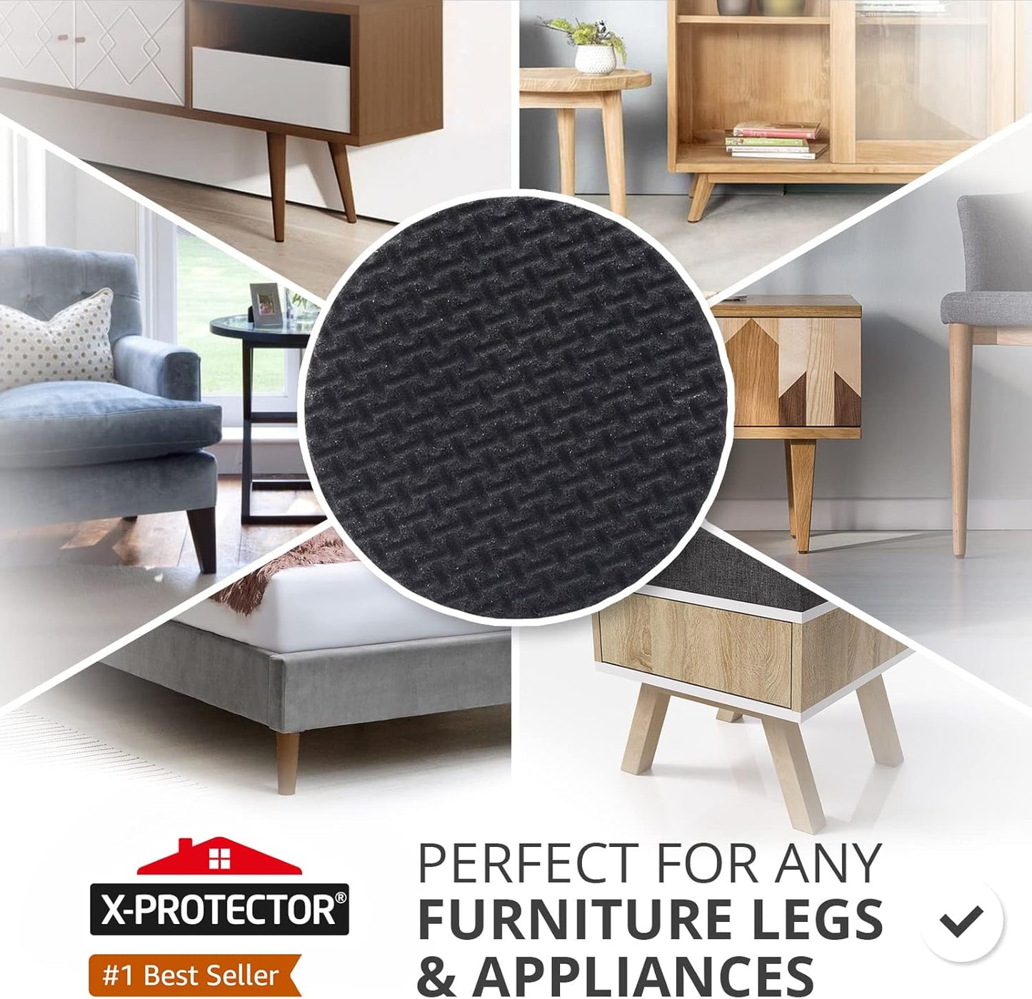X-PROTECTOR Non Slip Furniture Pads – 12 Premium Furniture Grippers 3"! Best SelfAdhesive Rubber Feet Furniture Feet – Ideal Non Skid Furniture Pad Floor Protectors – Keep Furniture in Place!