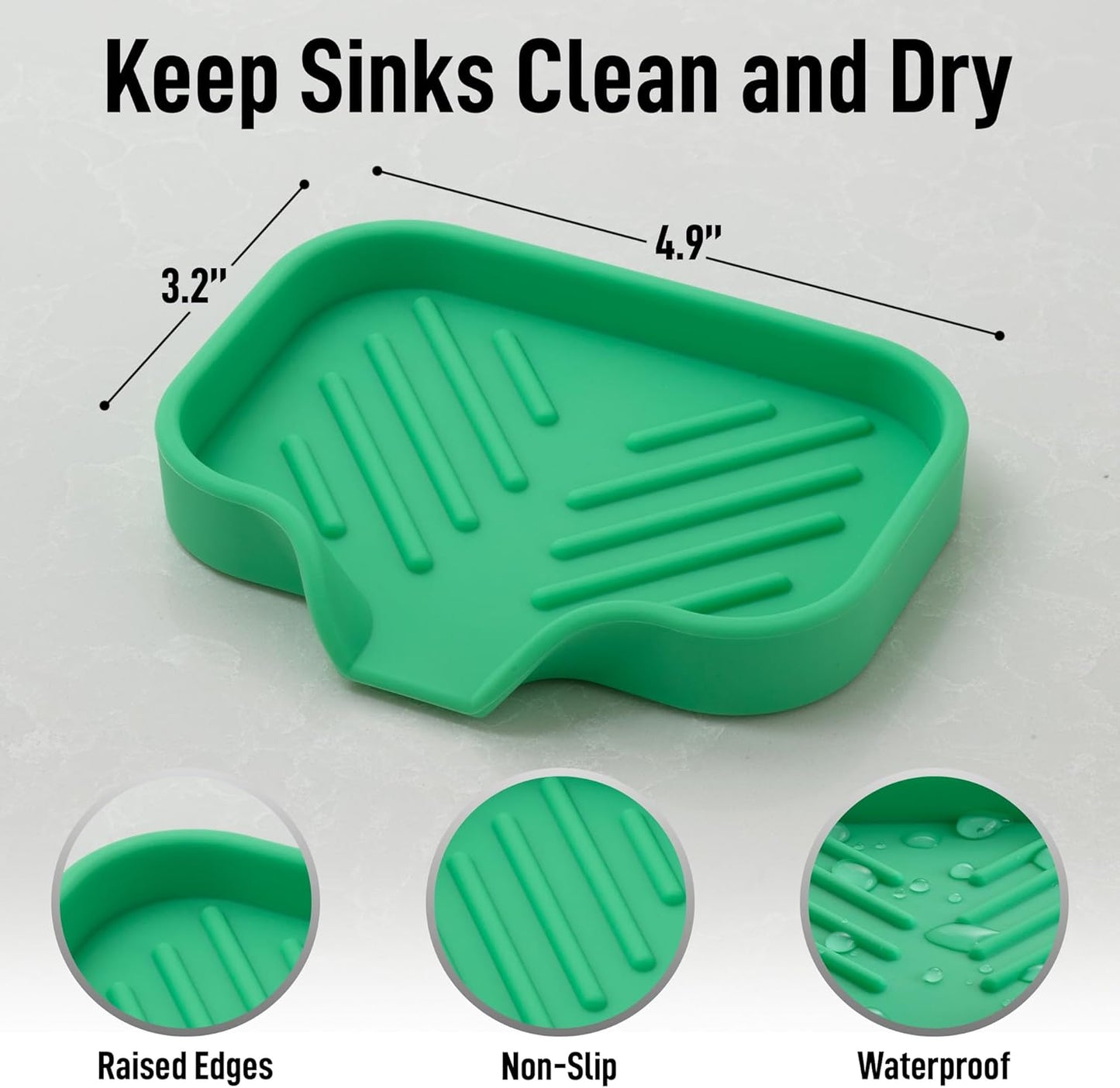 Zulay Kitchen (9x3.5in) Sponge Holder for Kitchen Sink - Flexible Heavy-Duty Multipurpose Sink Caddy - Counter Organizer for Kitchen, Bathroom, Makeup, Trinkets & More! (Grey)
