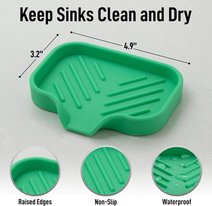 Zulay Kitchen (9x3.5in) Sponge Holder for Kitchen Sink - Flexible Heavy-Duty Multipurpose Sink Caddy - Counter Organizer for Kitchen, Bathroom, Makeup, Trinkets & More! (Grey)