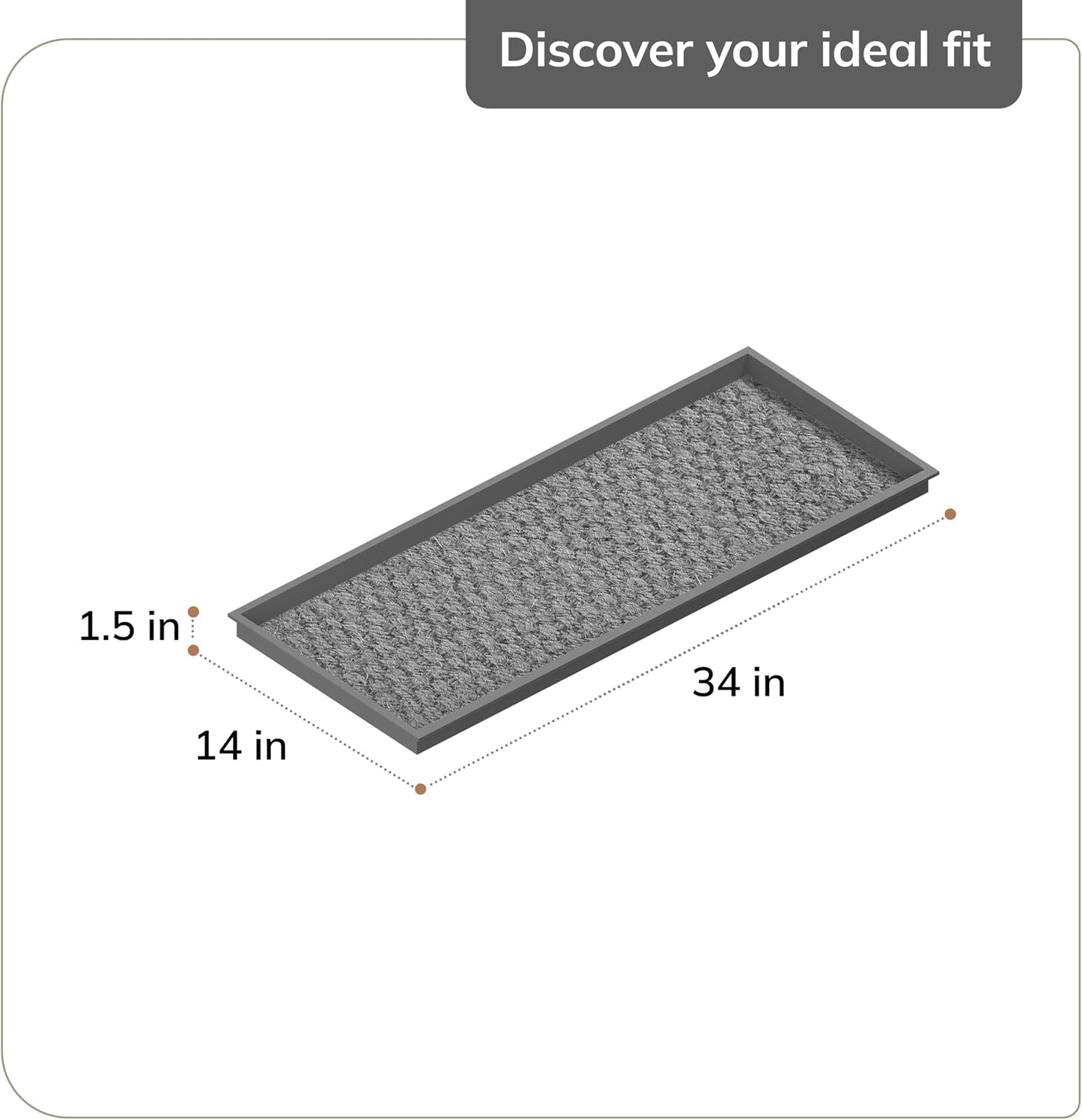Anji Mountain Heavy Duty Waterproof Rubber Shoe Storage Mat Organizer/Boot Storage Tray Multi Use for Entryway with Coir, Tan Insert, Fits 4 Pair (46.5" Wide)