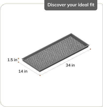 Anji Mountain Heavy Duty Waterproof Rubber Shoe Storage Mat Organizer/Boot Storage Tray Multi Use for Entryway with Coir, Tan Insert, Fits 4 Pair (46.5" Wide)