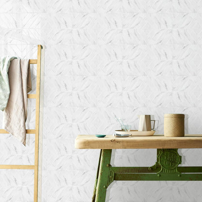 STICKGOO 10 Sheets Thicker Herringbone Peel and Stick Backsplash, 12.6”×9.7” Stick on Wall Tiles, Self Adhesive Tile Sticker for Kitchen Backsplash and Bathroom, White with Grey Grout