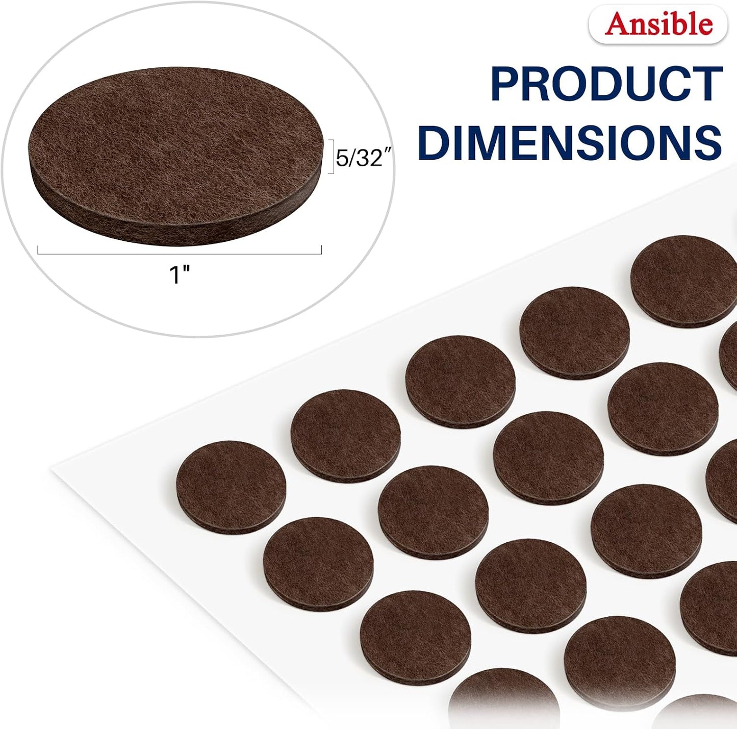 Ansible 60 PCS Felt Furniture Pads 1", Felt Pads for Chair Leg Floor Protectors for Hardwood Floors Round (Beige)