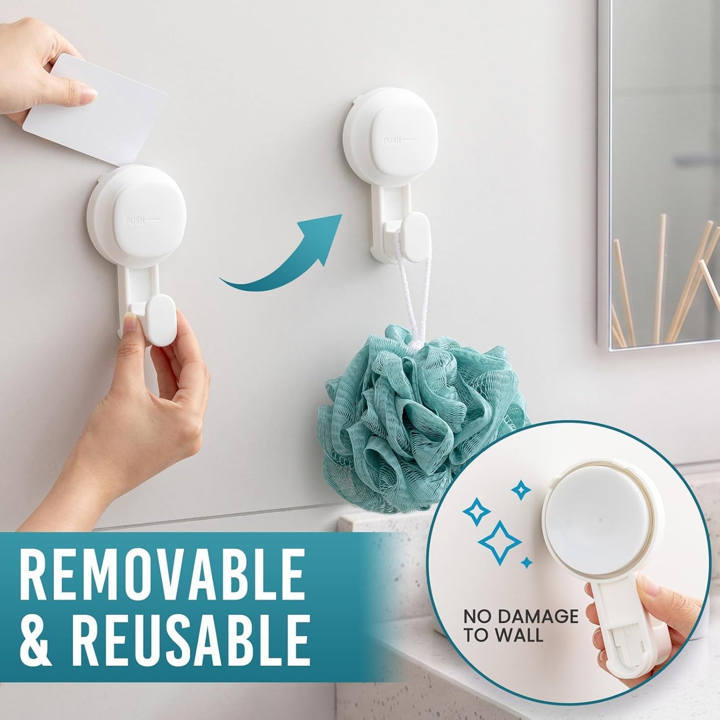 TAILI Suction Cup Razor Holder for Shower Wall 2 Pack, Versatile Suction Cup Hooks for Razor, Towel, Loofah, Squeegee, Cell Phone, Removable Damage-Free Hanging Shower Hook, Shaver Holder, Black