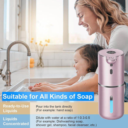 OHIFAST Automatic Foaming Soap Dispenser Touchless, USB Rechargeable Smart Hand Soap Dispenser, 6-Level Adjustable, 12.8oz/380mL Wall Mounted for Bathroom Kitchen Dish Soap-White