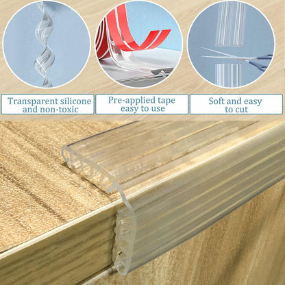 Baby Proofing Edge Protector [0.8" x 6.6FT] + 4 Corner Guards – Clear 3D Molding Silicone Furniture Bumper, Thicker Padding for Tables & Desks, Self-Adhesive, No-Residue, Child Safety Bump Strip