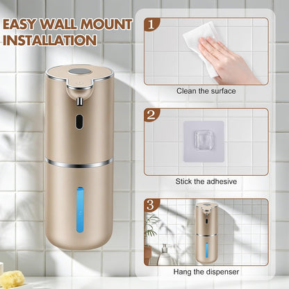 Automatic Soap Dispenser, Hand Soap Dispenser 12.8oz/380ml Smart Rechargeable, Liquid Touchless Soap Dispensers with 6-Level, Wall Mounted or Countertop Dish Soap Dispensing for Bathroom & Kitchen