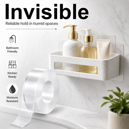 Double Sided Nano Tape, Clear, Removable, No Residue, Reusable, 300cm/9.85 Ft Roll, for Wall Hanging, Posters, Carpet, Home Decoration 4pack