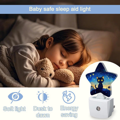 Lavender Butterfly Nightlight,Summer Flowers Star Night Lights Plug into Wall Decorations for Bedroom Bathroom,Dusk to Dawn Sensor Kitchen Hallway Stairs Energy Efficient Desk Lamp