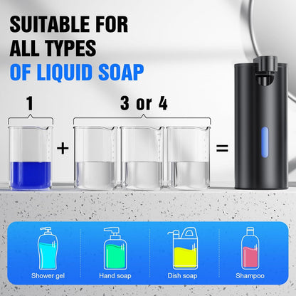 Fantictas Automatic Foaming Soap Dispenser Touchless, Stainless Steel 11.5 oz 3 Levels Adjustable Hand Soap Dispenser with Rechargeable Sensor Pump for Kitchen & Bathroom Liquid Soap
