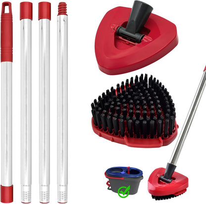 Mop Heads for O Cedar RinseClean 2 Tank Spin Mop System, 3 Microfiber Mop Head Refills and 3 Chenille Mop Pads,1 Scrub Brush, and 1 Mop Base with Mop Handle Set Combo