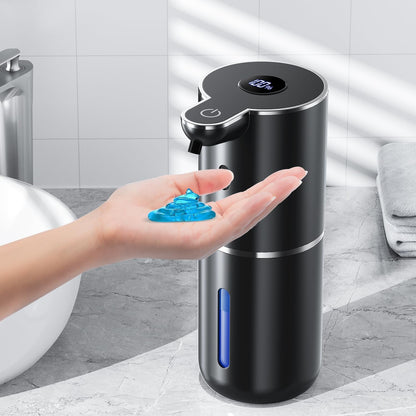 Automatic Soap Dispenser with Smart Digital Display, Touchless Rechargeable Hand & Dish Liquid Soap Dispenser for Kitchen & Bathroom - 6 Adjustable Level, Wall Mounted, 380ml IPX5 Waterproof
