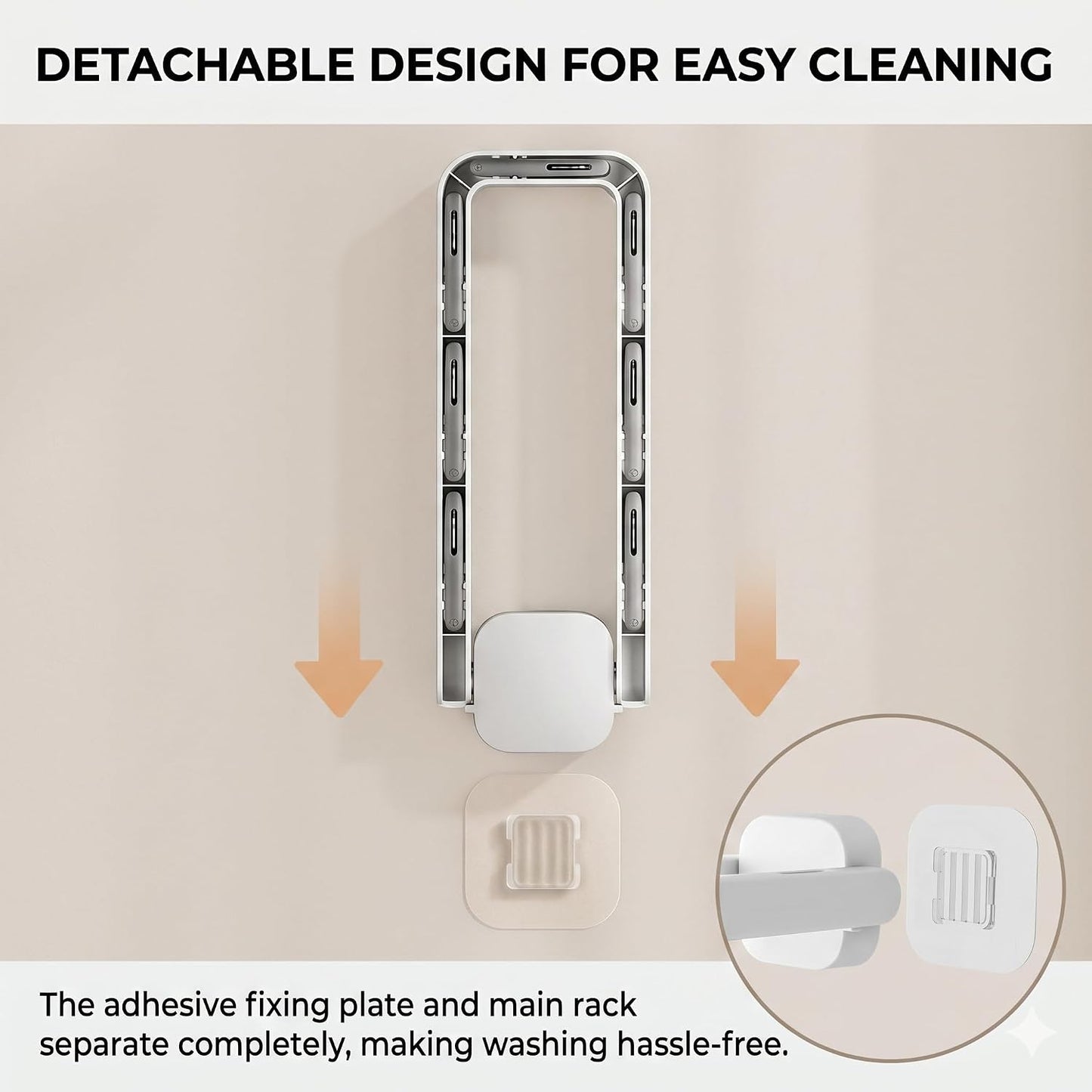 Foldable Wall Mounted Drying Rack with 7 Hidden Clips, Punch-Free Adhesive Sock & Underwear Hanger, Collapsible Space-Saving Laundry Rack for Bathroom, Balcony & Washstand, Holds 11 lbs (White-1 Pcs)