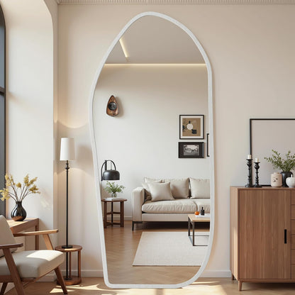 Suidia Full Length Mirror, Oversized Floor Mirror with Solid Wood Frame, Large Standing Mirror for Bedroom Living Room, Wood Art Style, Dark Walnut, 74" L x 32" W